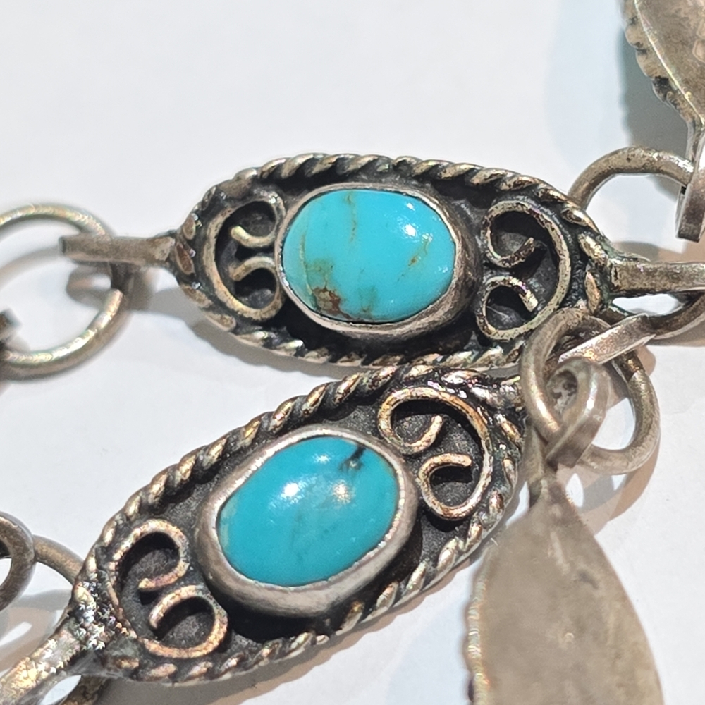 Vintage 925 Sterling Silver & Turquoise MEXICO GA02 Bracelet - Picture 5 of 8
